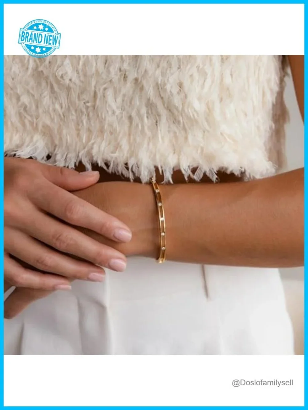 18K Gold Plated Silver Bangle Bracelet Stacking CZ Diamond Bracelet